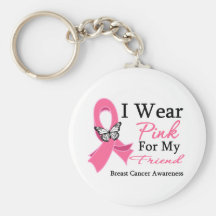 I Wear Pink Ribbon Friend Breast Cancer Key Chain