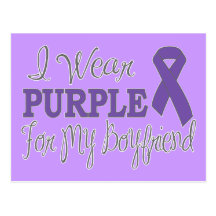 I Wear Purple For My Boyfriend (Purple Ribbon) Post Cards