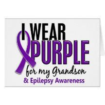 I Wear Purple For My Grandson 10 Epilepsy Greeting Card