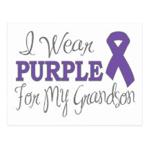 I Wear Purple For My Grandson (Purple Ribbon) Post Cards