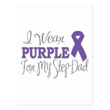 I Wear Purple For My Step-Dad (Purple Ribbon) Post Cards