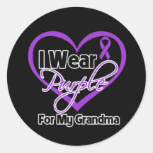 I Wear Purple Heart Ribbon - Grandma Stickers