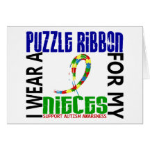 I Wear Puzzle Ribbon For My Nieces 46 Autism Greeting Cards