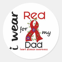 I Wear Red For My Dad 43 Heart Disease Stickers