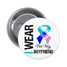 I Wear Thyroid Cancer Ribbon For My Boyfriend Pin
