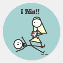 I Win Wedding Round Stickers