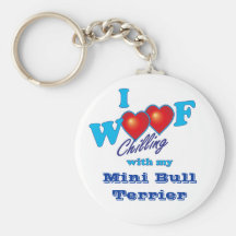 I Woof Mini Bull Terrier Keychains