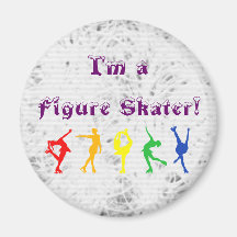 Ice Background Figure Skater Rainbow Magnet