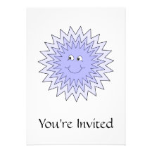 Ice Character with a Smile. Blue on White. Invite