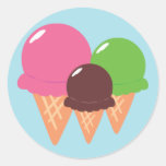 Ice Cream Cones Round Stickers