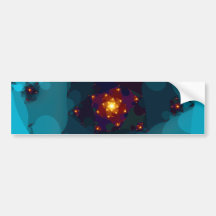 Ice Fire. Fractal Art. Blue. Bumper Sticker