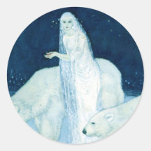 Ice Maiden with Bears Large Sticker