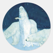 Ice Maiden with White Bears Sm Sticker