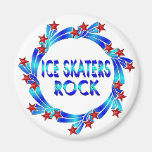 Ice Skaters Rock Red Stars Refrigerator Magnet
