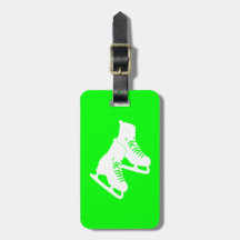 Ice Skates Luggage Tag Green