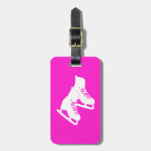 Ice Skates Luggage Tag Pink