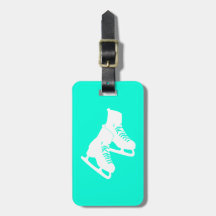 Ice Skates Luggage Tag Turquoise