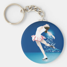 Ice Skating Button Key Chain