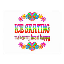 Ice Skating Heart Happy Postcard