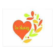 Ice Skating Heart Post Cards