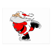 Ice Skating Santa Post Card