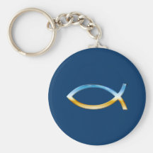 Ichthus - Christian Fish Symbol  Sky & Ground Keychains