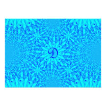 Icy Blue Fractal Monogram D Personalized Announcement