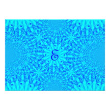 Icy Blue Fractal Monogram E Personalized Invite