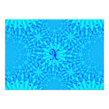 Icy Blue Fractal Monogram X Personalized Announcements
