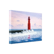 Icy Waters Lighthouse Wrapped Canvas Print