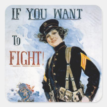 If You Want to Fight! ~ Join the Marines Square Sticker