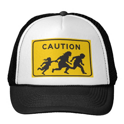 Illegal Aliens Crossing Highway Sign Mesh Hats