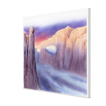 Illustration of an airship travelling canvas print