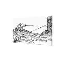 Illustration of Cannon Fire Stretched Canvas Print