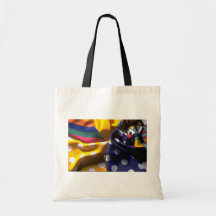 Illustrative Polka dot and striped fabric Canvas Bags