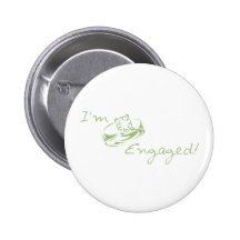 I'm  Engaged (Green Diamond Ring) Pinback Button