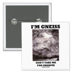 I'm Gneiss Don't Take Me For Granite (Rock Humour) Button