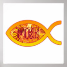 I'm on FIRE for Christ - Christian Fish Symbol Print