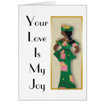 Image of female in green,pink,gold attire on card