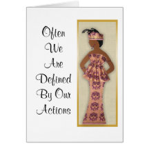 Image of female in purple, pink, gold, card