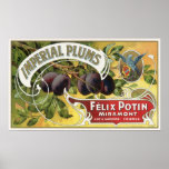 Imperial Plums, Vintage Fruit Crate Label Art Poster