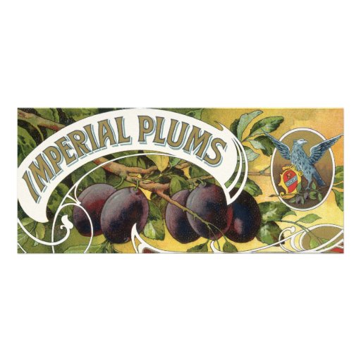 Imperial Plums, Vintage Fruit Crate Label Art Customized Rack Card
