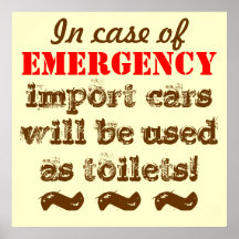 import cars will be use as toilets in EMERGENCY Poster