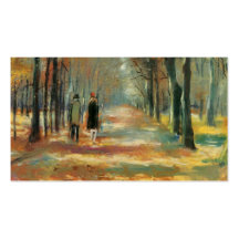 Impressionist art by Ury couple walking in woods Business Card Templates