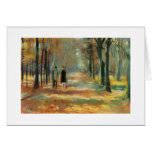 Impressionist art by Ury couple walking in woods Greeting Cards