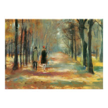 Impressionist art by Ury couple walking in woods Custom Invitation