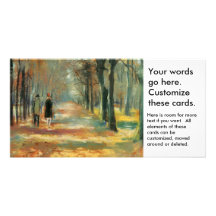 Impressionist art by Ury couple walking in woods Photo Greeting Card