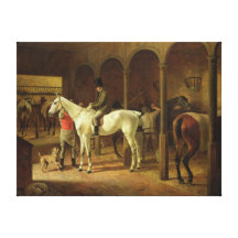 In a Stable Stretched Canvas Print