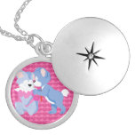 In love bears with pink hearts background pendants