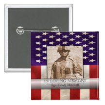In Loving Memory Military Photo Personalised Button